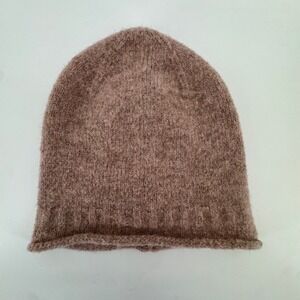 By Anthropologie Mauve Brown Fuzzy Wool Blend Beanie Hat One Size